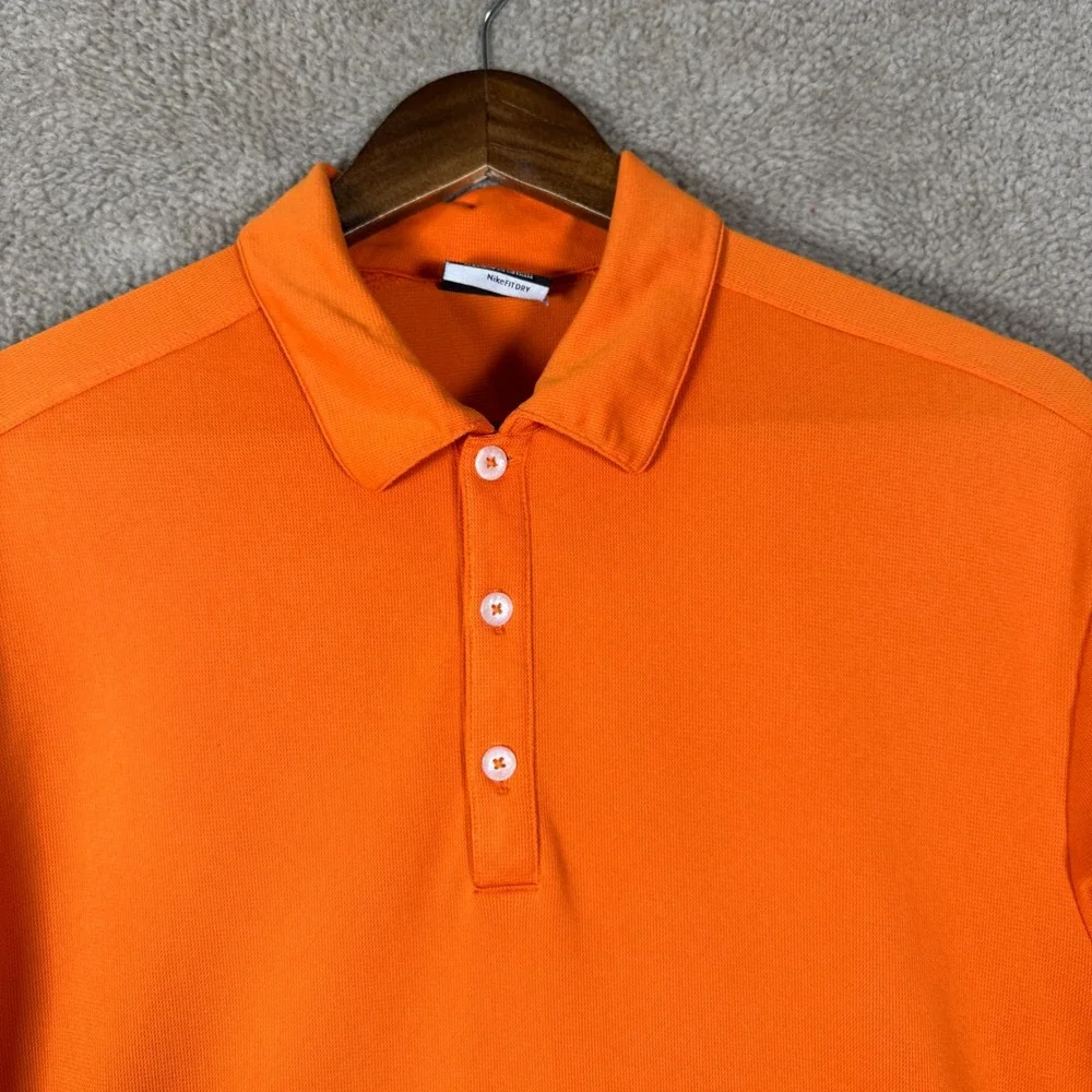 Nike‎ Golf Polo Shirt Mens Large Orange Short Sleeve Nike FIT DRY Swoosh Logo